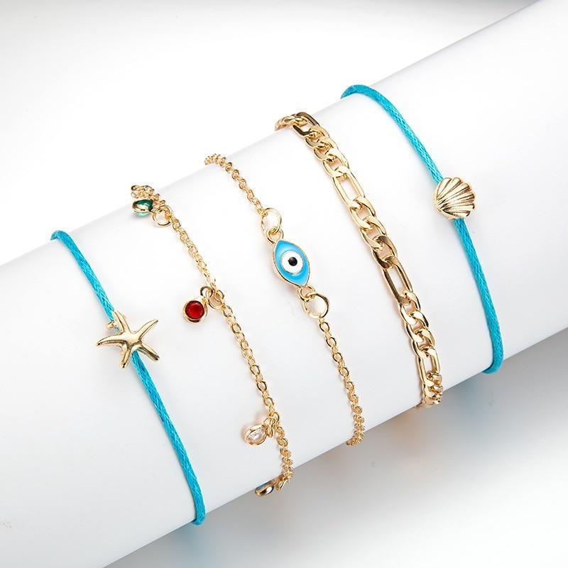 Luxury Leg Brecelet Gold Color Tassel Beads Anklet Bracelet for Leg for Women Set - SJB-DIAMOND ELITES