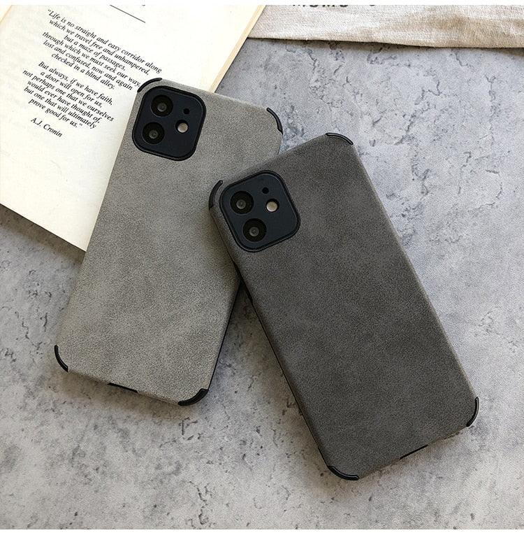 Elegant Black Green Leather Phone Case For iPhone 13 12 11 Pro Max Mini Business Soft Shockproof Back Cover Leather Case for iPhone Durable Lightweight Shockproof Slim Back Cover Compatible with iPhone Stevvex