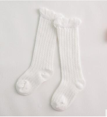 Non-slip Cotton Princess Knee High Long Skin-friendly Socks With Bow Mesh Newborn For Baby Girls Stevvex