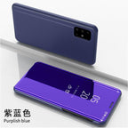 Smart Flip Phone Case For iPhone X XR XS 5 5S SE 7 8 6 6S Plus 11 12 13 Mini Pro Max 2020 Mirror Window Standing Holder Cover  Mirror Screen Smart Plating Case 360 Full Body Ultra Thin Intelligent Protective Case Stevvex