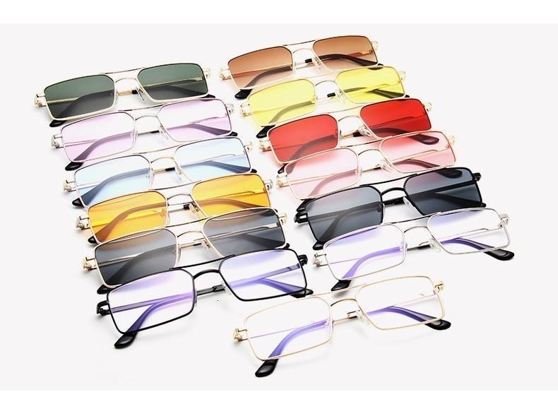 Luxury Famous Retro Modern Square Unisex Men and  Women‘s Sunglasses  With Alloy Metal Small Frame With Clear Double Bridge Men's Sunglasses - SJB-DIAMOND ELITES
