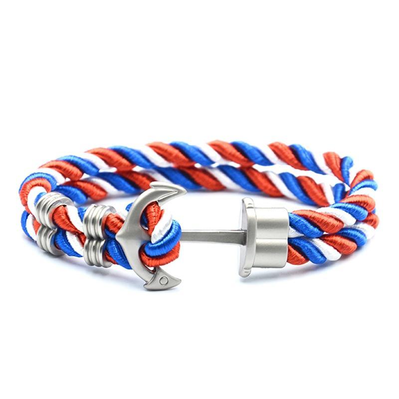 Luxury Modern Handmade Stainless Stell Men Anchor Bracelet made of Nylon in Navy Blue Color For Man - SJB-DIAMOND ELITES