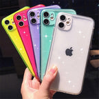 Shiny Candy Color Glitter Transparent Phone Case For iPhone 11 Pro X XR XS Max 7 8 Plus 6 6s Soft Silicone Cover Screen Protection Crystal Clear Glitter Transparent Soft Bumper Silicone Sparkling Cover Stevvex