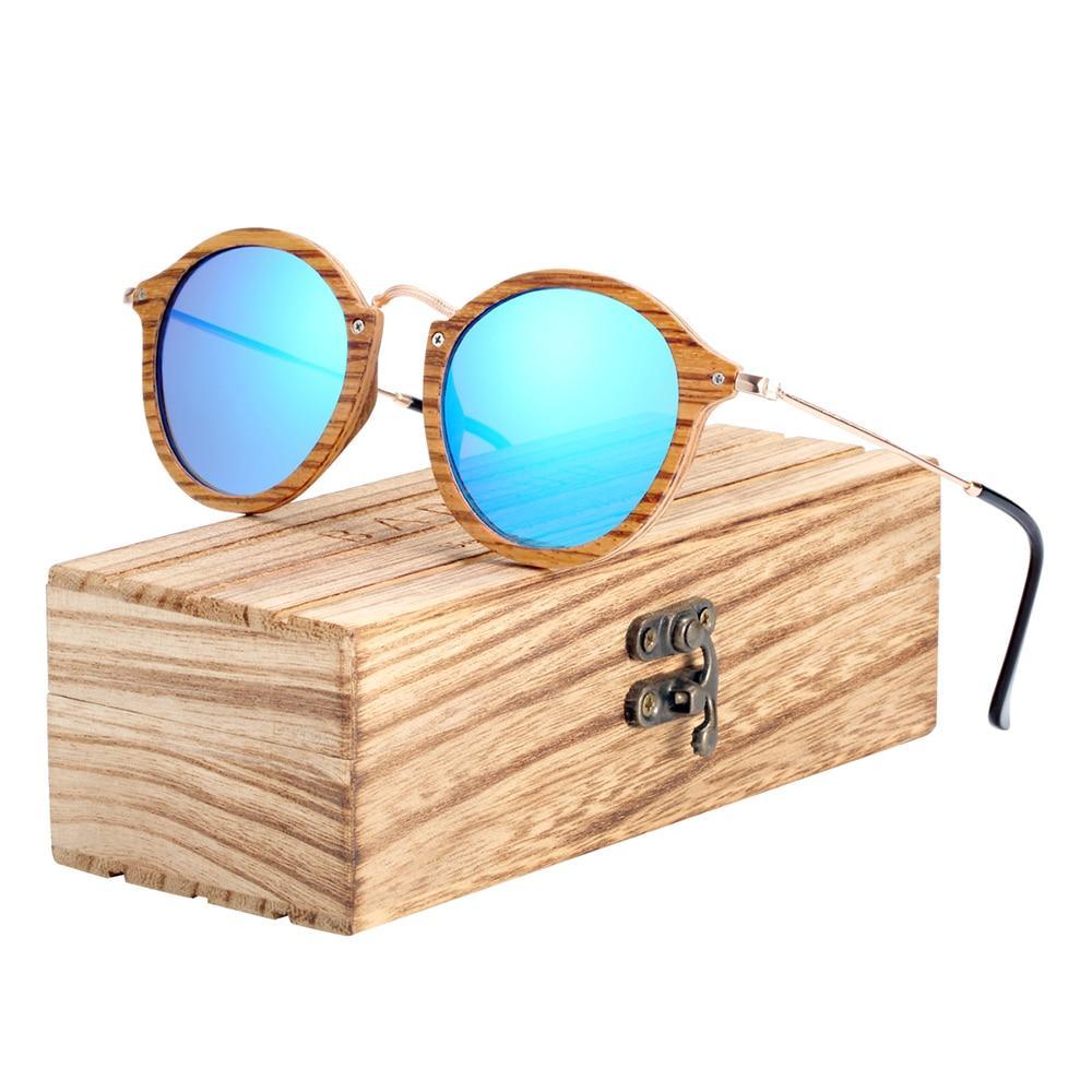 New Luxury Zebra Wood Sunglasses Handmade Round Sunglasses Polarized Eyewear  For Men and Women With UV400 Protection - SJB-DIAMOND ELITES
