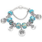 Elegant Modern Amazing Fashion New Luxury Silver Tree of Life Fashion Bracelet Green Leaf Crystal Charm Bracelet - SJB-DIAMOND ELITES