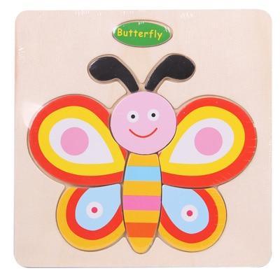 Baby Toys Wooden 3D Puzzle Cartoon Animal Intelligence Kids Educational Brain Teaser Children Tangram Shapes Learning - SJB-DIAMOND ELITES