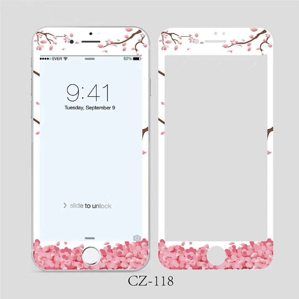 3D Curved Edge Tempered Glass for iPhone 6 6s 7 8 Plus Fashion Flowers Pattern Screen Protector Protective Film Tempered Glass Screen Protector Designed for iPhone Stevvex