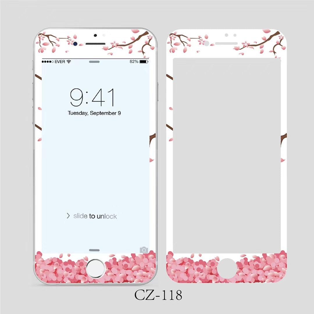 3D Curved Edge Tempered Glass for iPhone 6 6s 7 8 Plus Fashion Flowers Pattern Screen Protector Protective Film Tempered Glass Screen Protector Designed for iPhone Stevvex