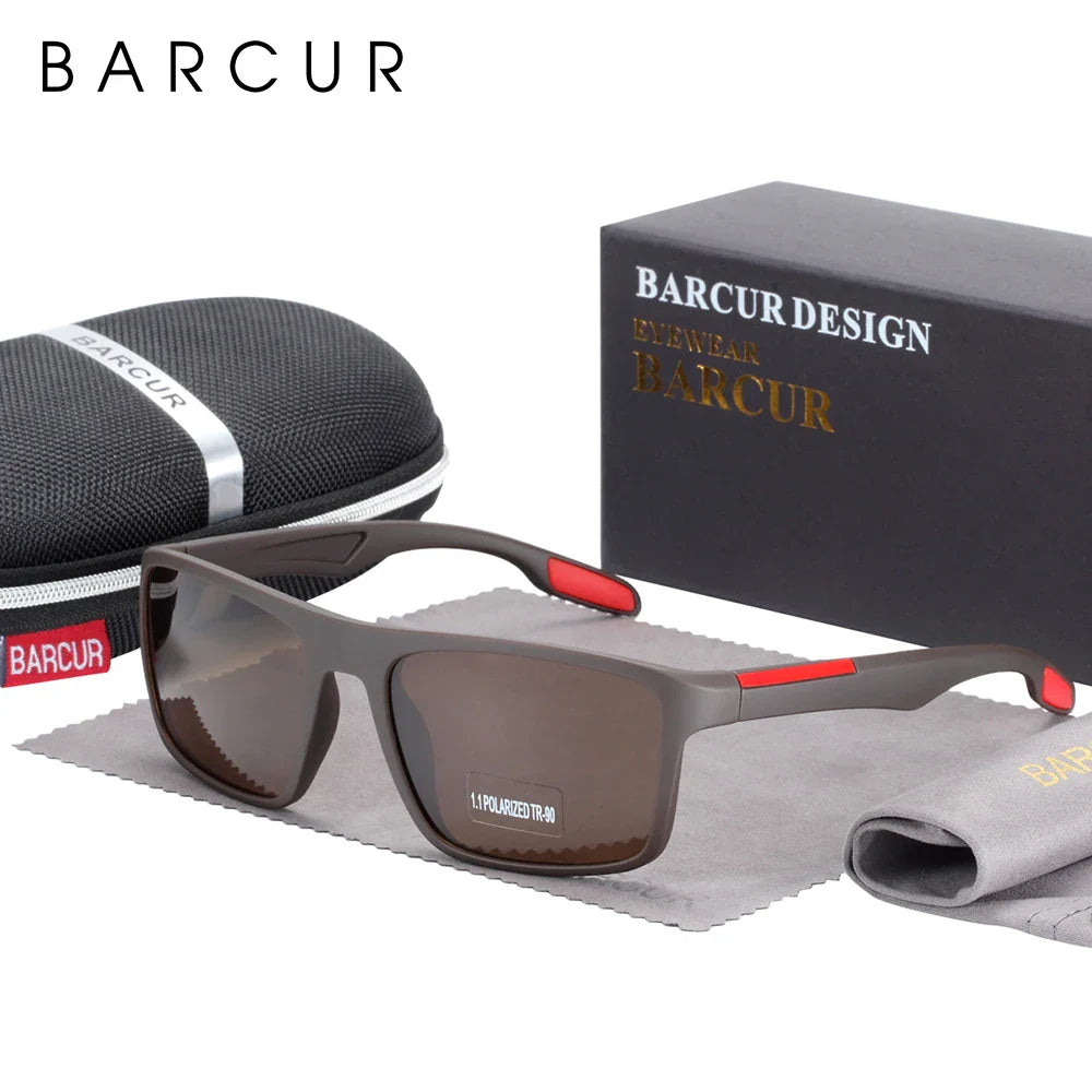 BARCURTR90 Ultralight Polarized Sunglasses for Men Vintage Square Eyewear with UV400 Protection for Summer Stevvex