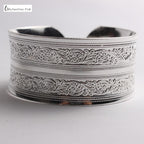 Big Elegant Luxury Amazing Classic Fashion Flower Metal Tibetan Indian Silver Vintage Retro Fashion Cuff Bracelet Bangle For Woman With Details of Animals - SJB-DIAMOND ELITES