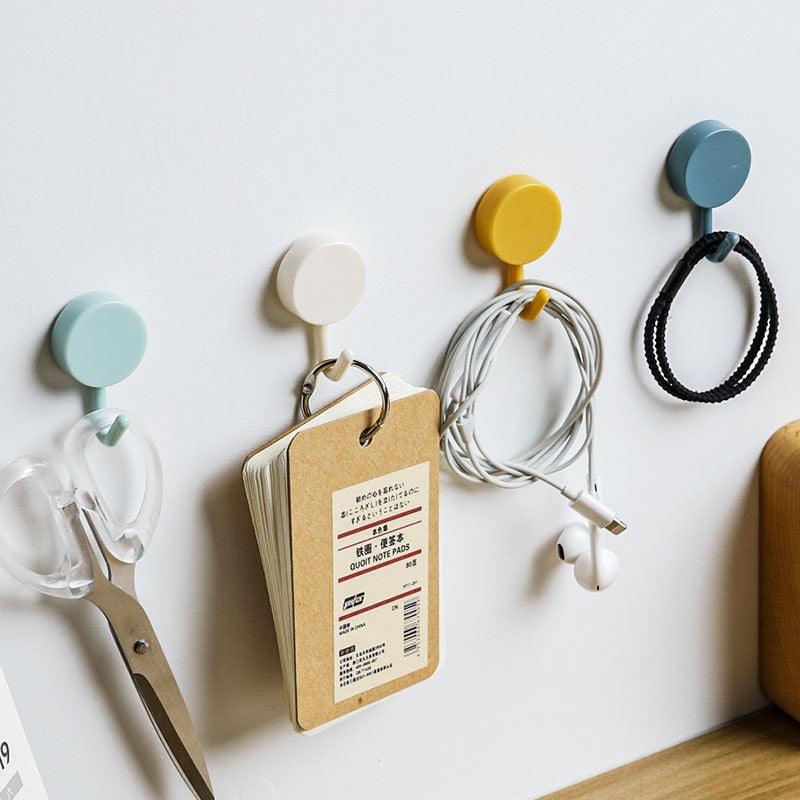10PCS Self Adhesive Wall Hook Strong Without Drilling Coat Bag Bathroom Door Kitchen Towel Hanger Hooks Home Storage Accessories Decorative Hooks Entrance Organizers with Self-Adhesive Hooks for Hanging Keys Towels Stevvex