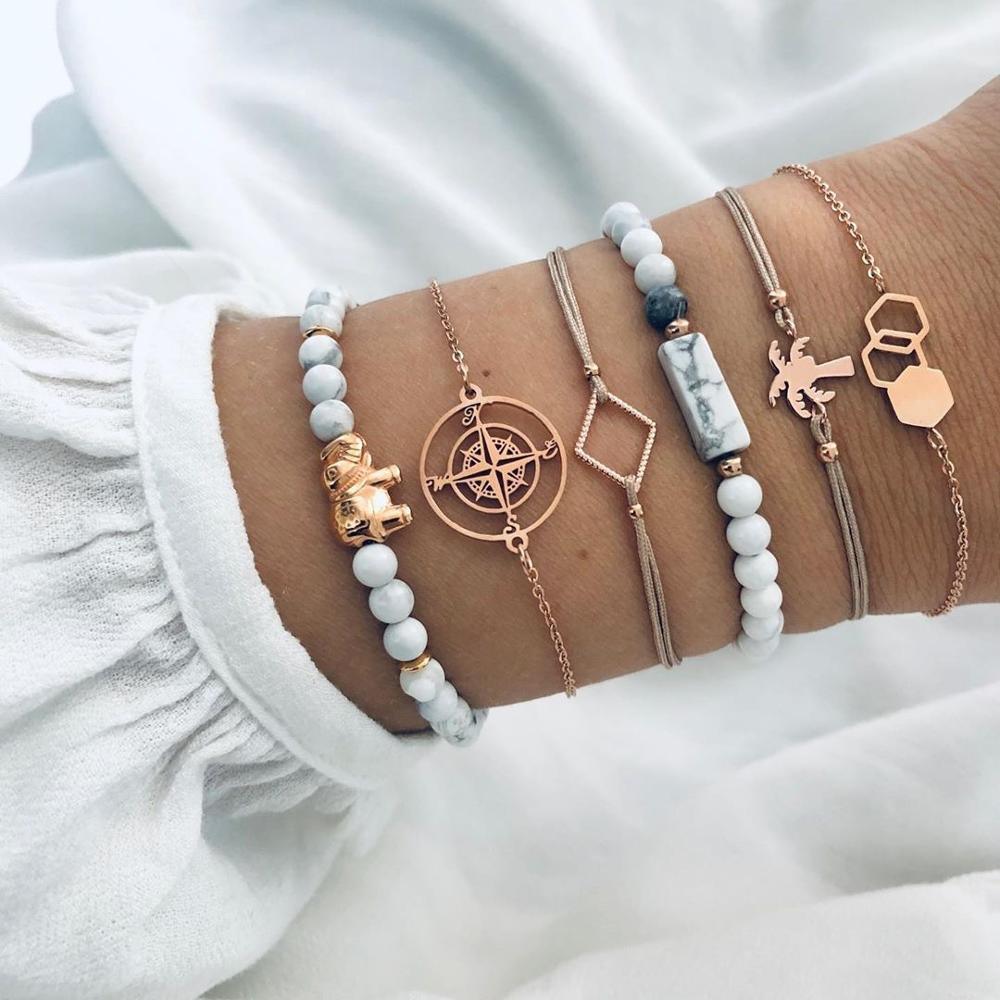 Modern Fashion New Luxury Different Style Elegant Elephant Tree Of Life Tassel Chain Bracelet Sets For Women Jewelry Trend Sets For Her - SJB-DIAMOND ELITES