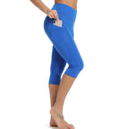 Casual Women's Yoga Pants Gym Fitness Sports Cropped Leggings Pocket Slim Pants Female Solid Color Women's Seamless Scrunch Legging Workout Leggings For Women Lift Tight Gym Yoga Home Pants Stevvex