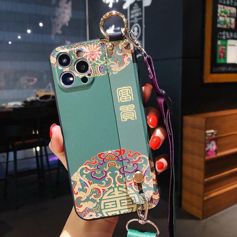 Ultra Luxury Case Cute Flower Design with Ring Kickstand Soft Crossbody Phone Cover for iPhone 13 14 Pro Max Case Fashion Crossbody Shoulder Strap Flower Leaf Phone Holder Cover for iPhone 12 11 X XR XS 7 8 Plus Stevvex