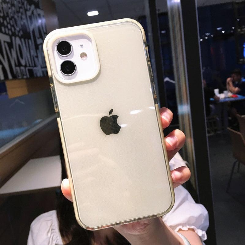 Fluorescent Color Shockproof Phone Case For iPhone 13 Pro Max 12 Mini 11 Transparent Soft Silicone Cover Transparent Case Glow In Dark Phone Case Luxury Square Case Cover For iPhone Stevvex