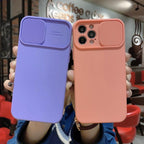 Sliding Lens Protective Silicone Case For iPhone 11 Pro Max Mini 12 Pro 13 Push Cover iphone Slide Camera Cover Case with Camera Lens Protector Cover Silicone Bumper Slim Phone Cover Compatible with iPhone Stevvex