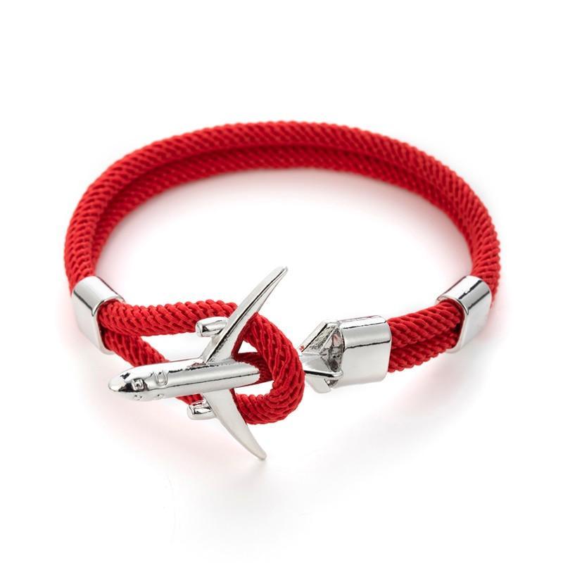 Modern Fashion Airplane Anchor Bracelets Men Charm Rope Chain Paracord Bracelet Women Male Air Force Style Wrap Metal Sport Hook Gift - SJB-DIAMOND ELITES