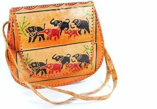 Elephant Leather Crossbody Purse Handcrafted Tribal Bag