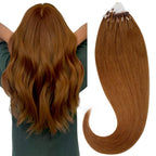 HOTBANANA Micro Ring Hair Extensions Human Hair 14 inch 50g 50s Copper Micro Beads Real Human Hair Extensions Straight Micro Link Micro Loop Hair Extensions Pi-Mart