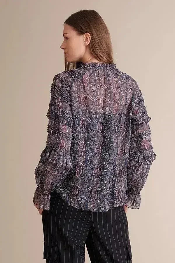 Kiara Silk Chiffon Blouse - Raglan Sleeve & Pleated Detail | Femstylo - SJB-DIAMOND ELITES