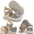Newborn Baby Girl Striped Bow Sandals Soft Shoes Infants Anti-Slip Sneaker New Fashion Clogs 0-18M Stevvex