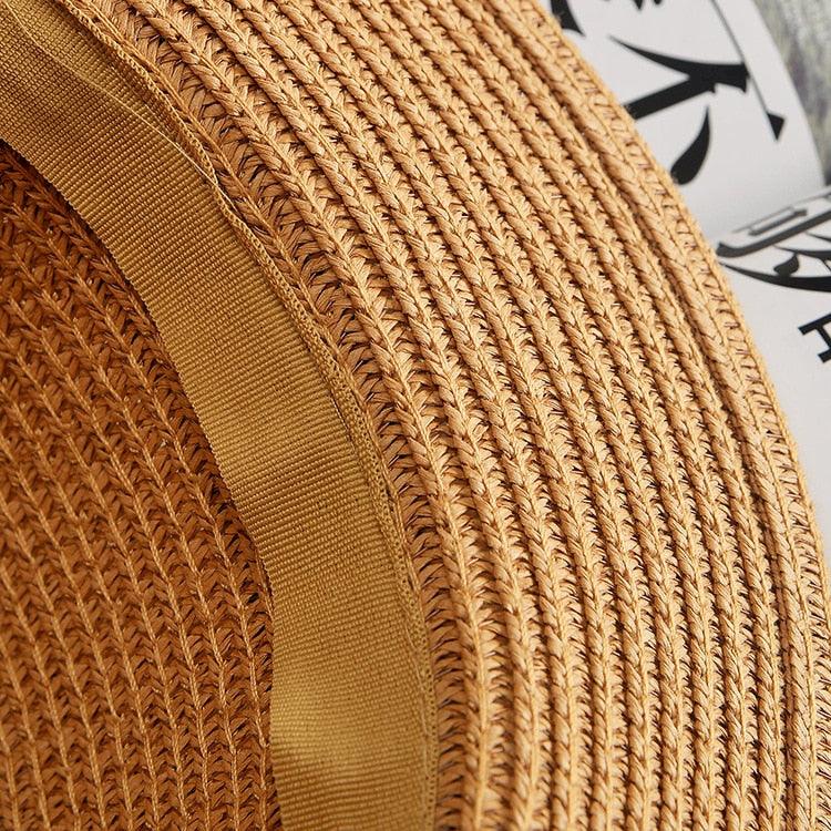 Classic Simple Female Hat For Summer Beach Hat Casual Lady Summer Solid Color Straw Hat Women Elegant Hat Traveling Hats UV Protection Sun Cap Women Flat Bowknot Design Cute Cap Girls Hat 56-58cm Stevvex
