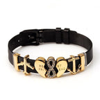 Two-tone Stainless Steel  Bracelets For Women Men Golden Love Heart Beaded  Ribbon  Bracelet & Bangle Gifts - SJB-DIAMOND ELITES
