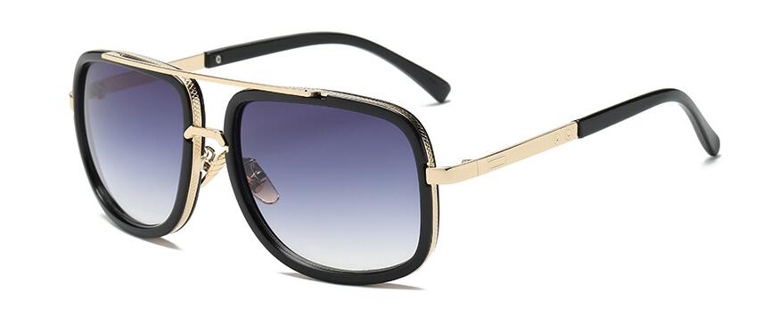 Classic Brand Luxury Square Gold Metal Frame Woman and Man Unisex Top Oversized Bog Frame Elegant Sunglasses For Summer  Designer - SJB-DIAMOND ELITES