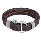 High Quality Stainless Steel Shackle Buckle Leather Survival Anchor Bracelets Bangle Men Surf Nautical Sailor Surfer Wristband Jewelry - SJB-DIAMOND ELITES