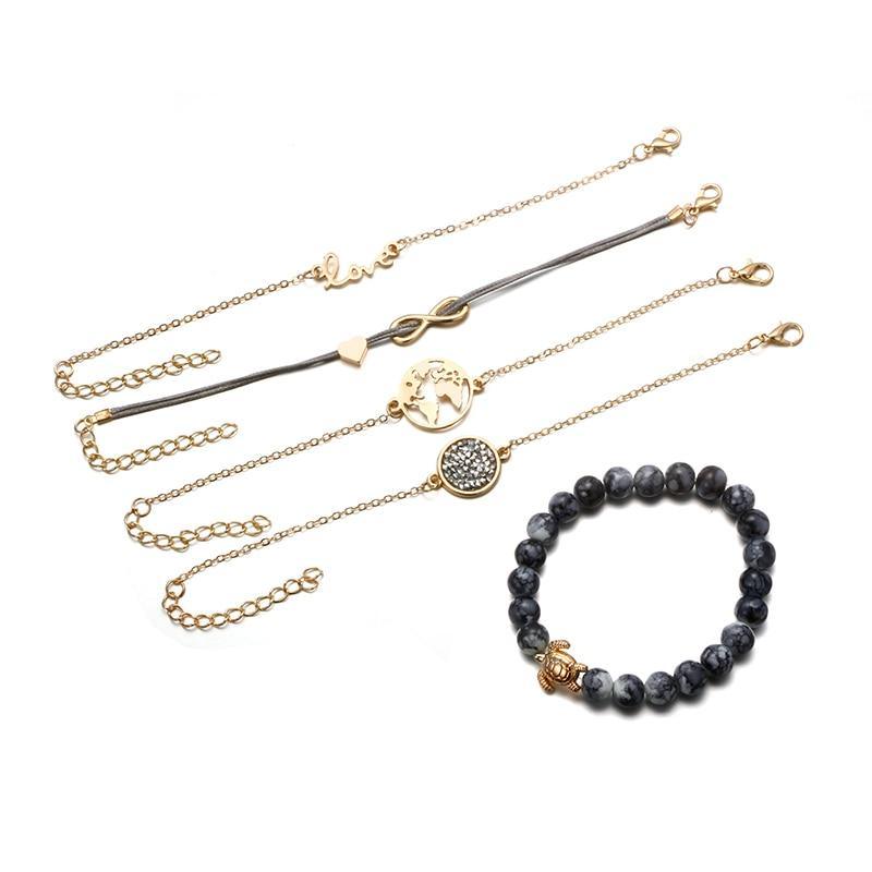 Charm Bowknot Heart LOVE Rope Map Crystal Marble Cuff Bracelets For Women Boho Party Luxury Jewelry Perfect Gift - SJB-DIAMOND ELITES