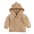 Winter Hooded Knitted Long Sleeve  Sweaters For Newborn Babies