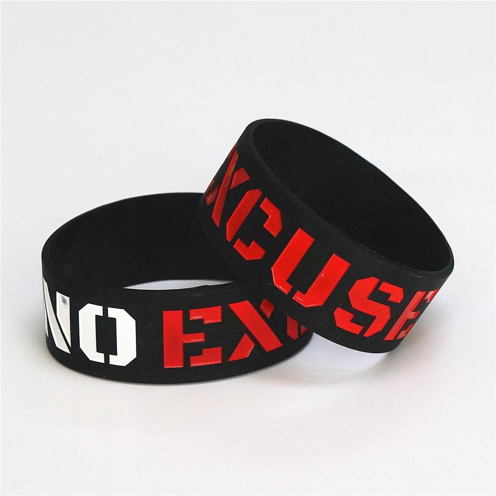 Silicone Wristband Black Motivation No Excuses Modern Wide Sports Activities Rubber Bracelets & Bangles For Man and Women - SJB-DIAMOND ELITES