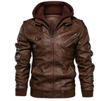 New Men's PU Leather Jackets Autumn Casual Motorcycle Jacket Biker Hooded Jackets Autumn Casual Warm Jacket Men Winter Clothing Jackets Men Black Vintage Motorcycle Jacket With Removable Hood Stevvex