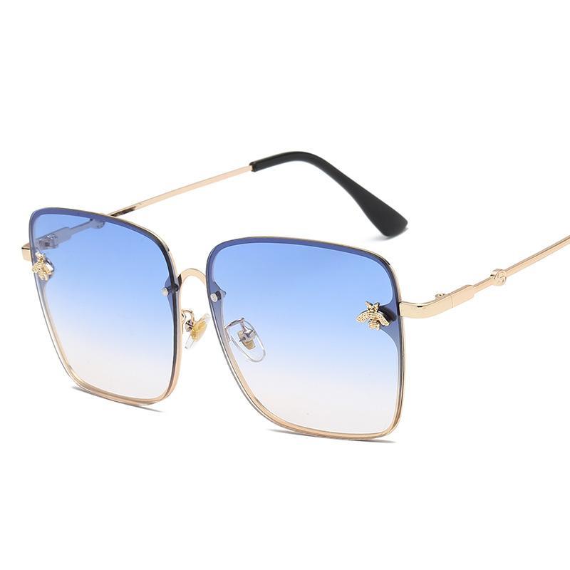 Luxury Square  Modern  WIth  Metal Luxury Bee Sunglasses For  Women and Ladies With  Retro Brand designer Metal Frame Oversized Style And Grandient Glasses - SJB-DIAMOND ELITES
