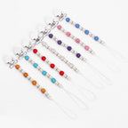 Handmade Shiny Pacifier Clip Chain Infant Nipple Holder Wooden Beaded Crystal Nipple Leash Strap Metal Pacifier Clips For Baby