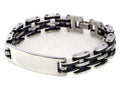 Men Stainless Steel Link Chain Bracelets & Bangles Men's Cuff  Wristband Biker Motorcycle Black Silicone Bracelet - SJB-DIAMOND ELITES