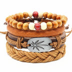 Handmade Modern Fashion New Luxury Wood Bead Charm Amazing Premium Leather Elegant Bracelet For Women - SJB-DIAMOND ELITES