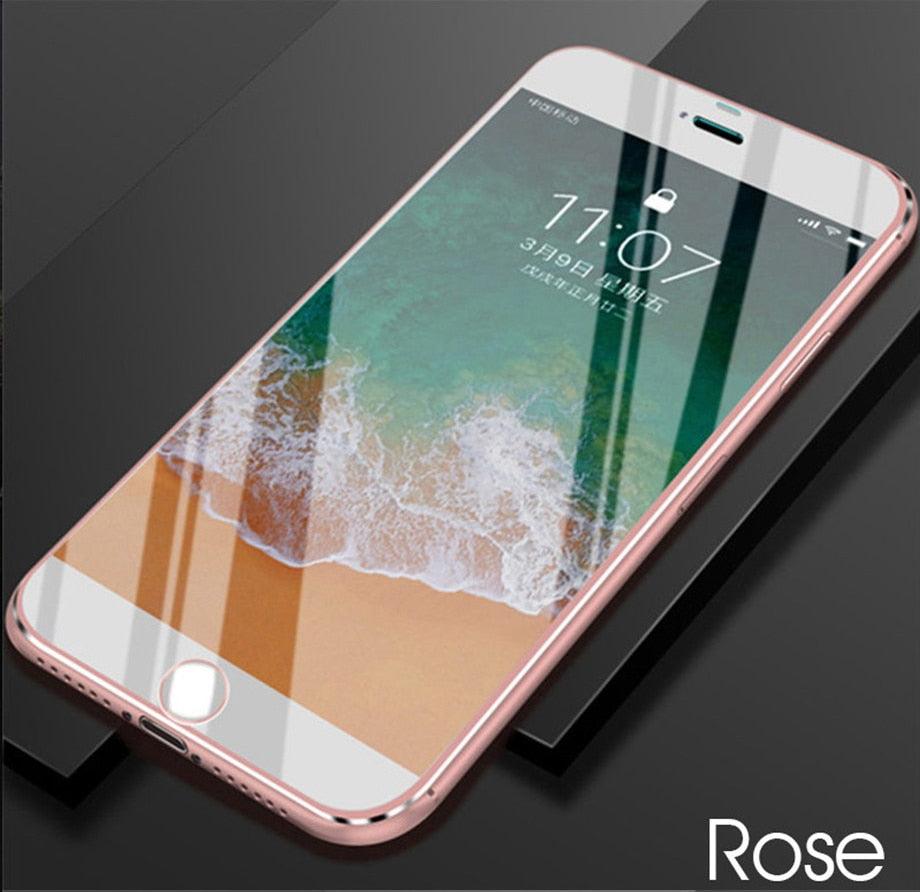 10D Curved Edge Aluminum Alloy Tempered Glass for iPhone X XS MAX 11 12 Pro Max mini 6 6S 7 8 Plus Full Cover Screen Protector  Titanium Alloy Metal Edge Full Coverage Front Tempered Glass Screen Protector for iPhone Stevvex