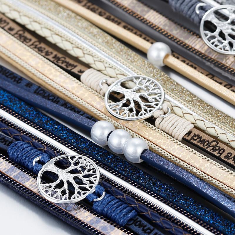 NEW2020 Handmade Luxury Fashion Modern Amazing Charm Pearl Life of tree Leather Bracelets For Women And Man - SJB-DIAMOND ELITES