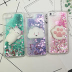 3D  Cat Case For Iphone 5s Se 7 7 Plus Case Liquid Quicksand Glitter Silicone Case For Iphone 8 8 Plus X 6 6s Cover  Rubber Silicone Phone Case Stevvex