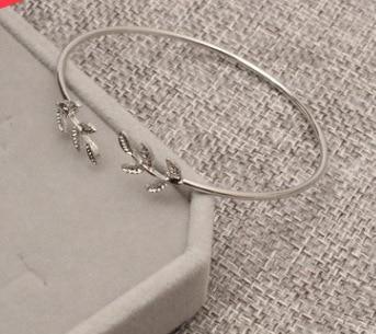 Elegant Silver Gold Leaf Fashion Simple Gold Silver Plated Cuff Bracelets For WomenIn Modern Jewelry style - SJB-DIAMOND ELITES