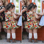 Newborn Baby Girls Outfits with Sunflower Top Dress Bottoms Bow Back Dress For Baby Girls