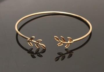 Elegant Silver Gold Leaf Fashion Simple Gold Silver Plated Cuff Bracelets For WomenIn Modern Jewelry style - SJB-DIAMOND ELITES