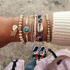 Ethnic Hand Heart Eye Adjustable Pendant Layered Bracelets Set for Women Beads String Bracelet Bangle Anklets Luxury Jewelry For Women - SJB-DIAMOND ELITES