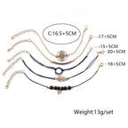 Bohemian Black Beads Chain Bracelets Bangles For Women Fashion Heart Compass Gold Color  Bracelets Sets Luxury Jewelry Gifts - SJB-DIAMOND ELITES