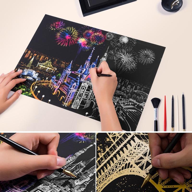 Kids  Scratch Paintings Magic Seascape Art Drawings Paper Table Kids Educational Toys Child Birthday Gifts For Boys or  Girls - SJB-DIAMOND ELITES