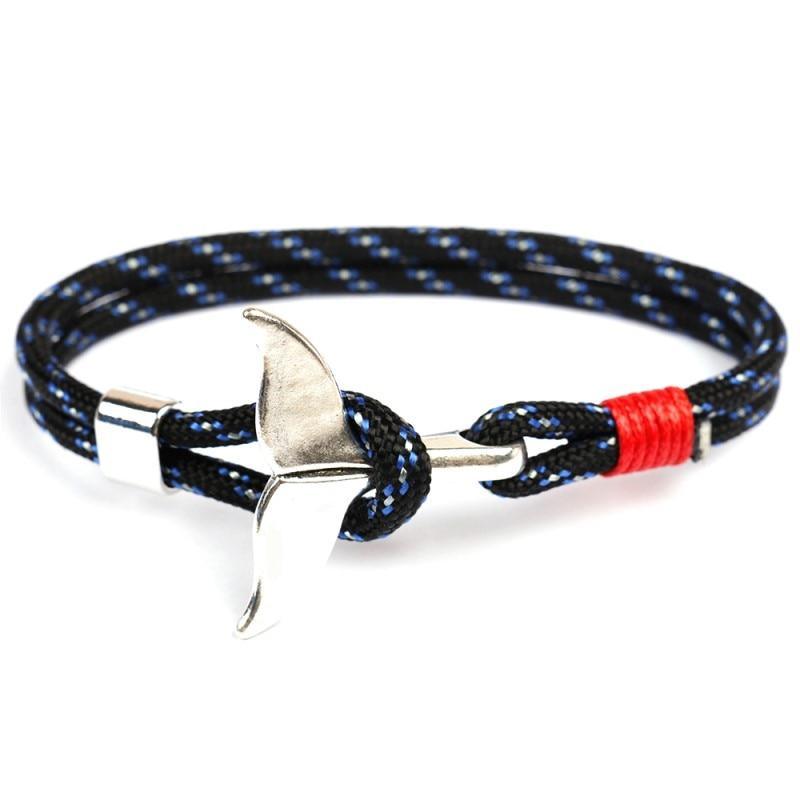 Fashion Whale Tail  Bracelets For Men And Women Charm  Survival Rope Chain  Bracelet Male Wrap Metal Hooks - SJB-DIAMOND ELITES