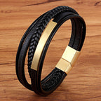 Classic Genuine Leather Bracelet For Men Hand Charm Jewelry Multilayer Magnet Handmade Gift For Cool Boys - SJB-DIAMOND ELITES