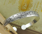 Big Elegant Luxury Amazing Classic Fashion Flower Metal Tibetan Indian Silver Vintage Retro Fashion Cuff Bracelet Bangle For Woman With Details of Animals - SJB-DIAMOND ELITES