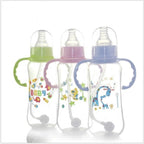 Unisex Baby 150/280ml Wide Mouth Soft Silicone Cover Straw Drinking Milk Bottle For Newborn Nursing Product With Handle